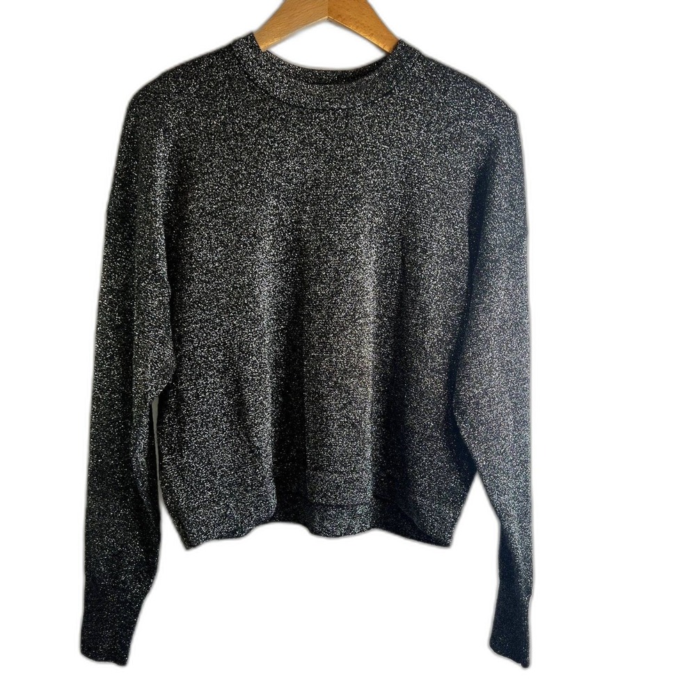 Levis Metallic Wool Blend Sparkly Crop Dressy Sweater Size XS Elevated Basic